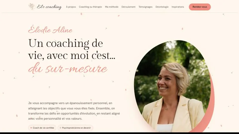 Capture du site El'o Coaching réalisé par Edmond